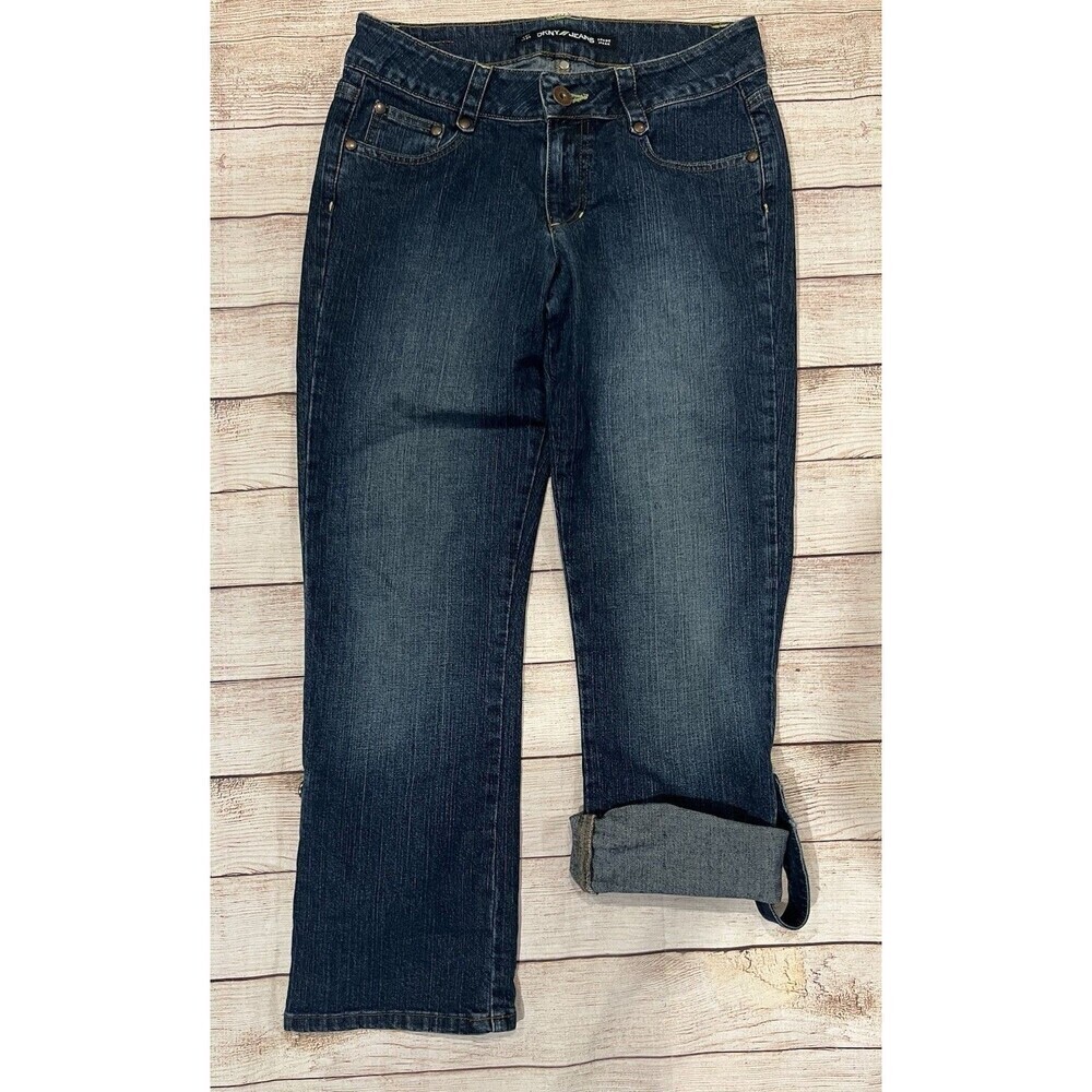 DKNY SO-LOW-LITA CAPRI, CROPPED WOMENS BLUE JEANS Roll Tab Size 8